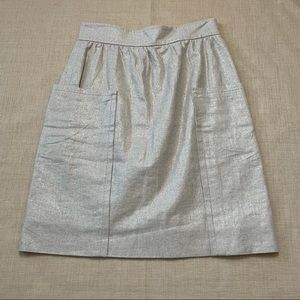 Anthro Cartonnier Casetta Gold Tan Linen Bld Skirt